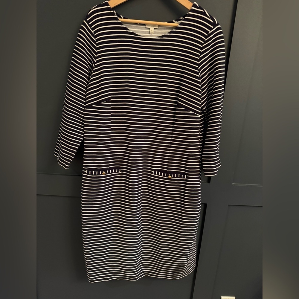 Talbots Striped Navy and White Dress